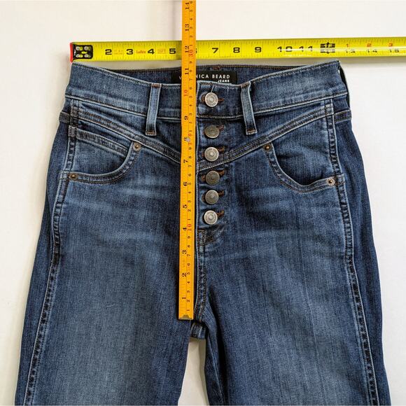 Veronica Beard Ryleigh Jeans 26 Blue Button Fly Slim Straight High Rise Stretch - Picture 7 of 11